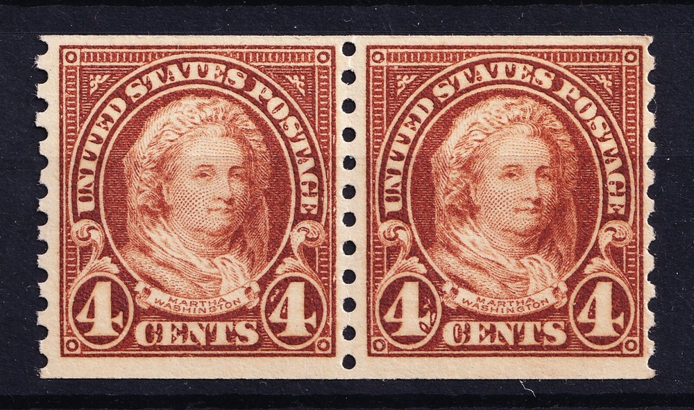 US 1923 Martha Washington Coil Pair (601) . Mint Never Hinged