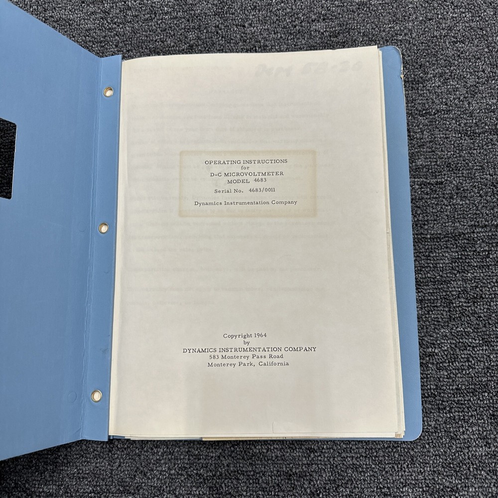 Dynamics Model 4683 D-C Microvoltmeter Operating Instructions 4683/0011