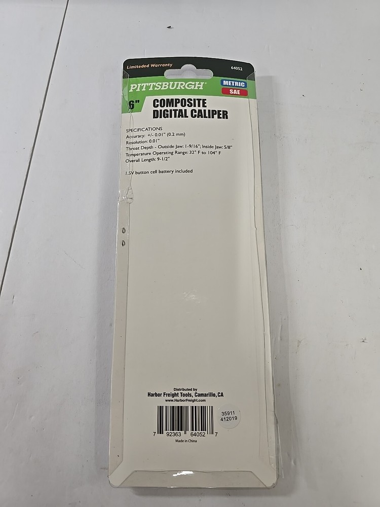 NEW Pittsburgh 6" Composite Digital Caliper LCD Display Inch/mm