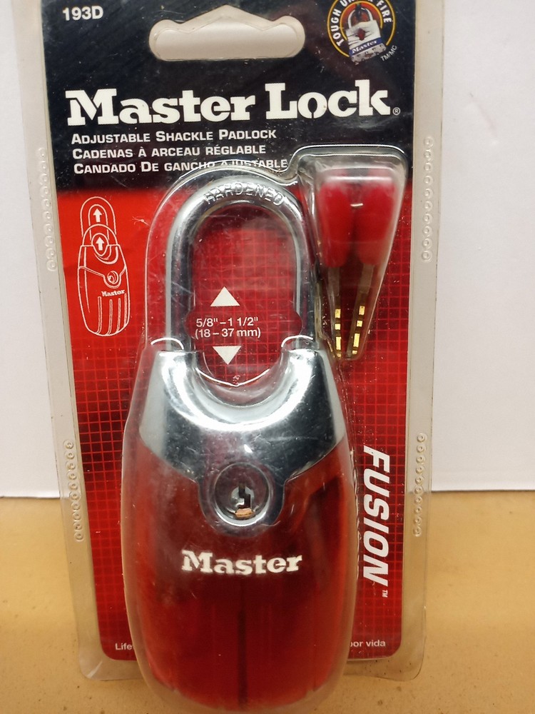 Master Lock Fusion Adjustable Shackle Padlock 193D Red