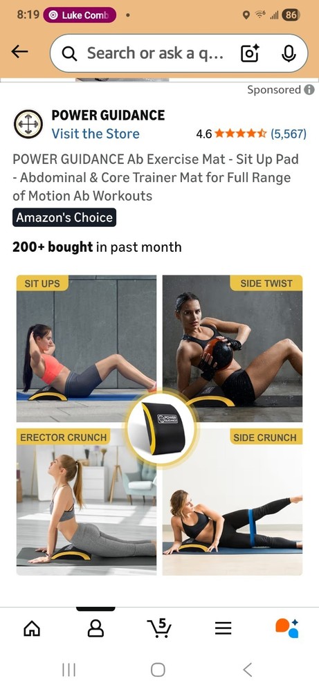 Ab Exercise Mat - Sit Up Pad - Abdominal & Core Trainer Mat for Full Range of...