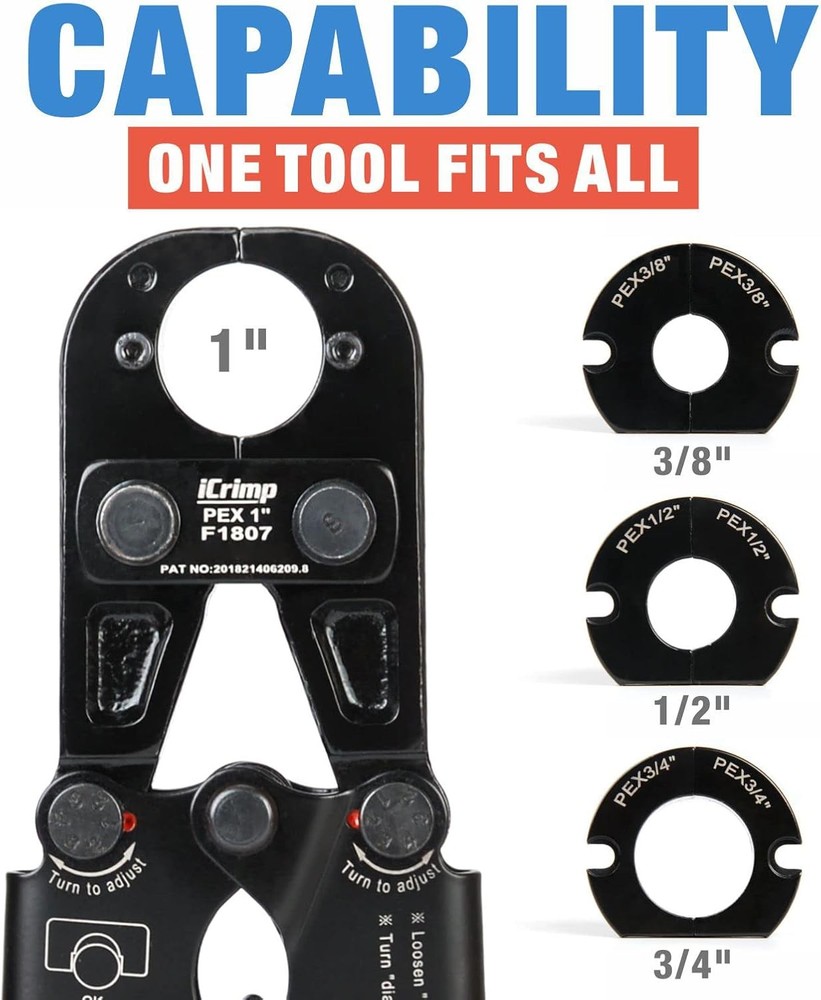 iCrimp F1807 PEX Crimper, Copper Pipe Crimping Tool Kit