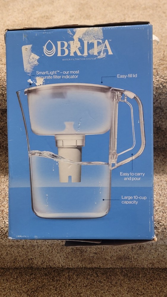 BRITA 1922924 Champlain 10-Cup Water Filter Pitcher + 2 Filters Open Box