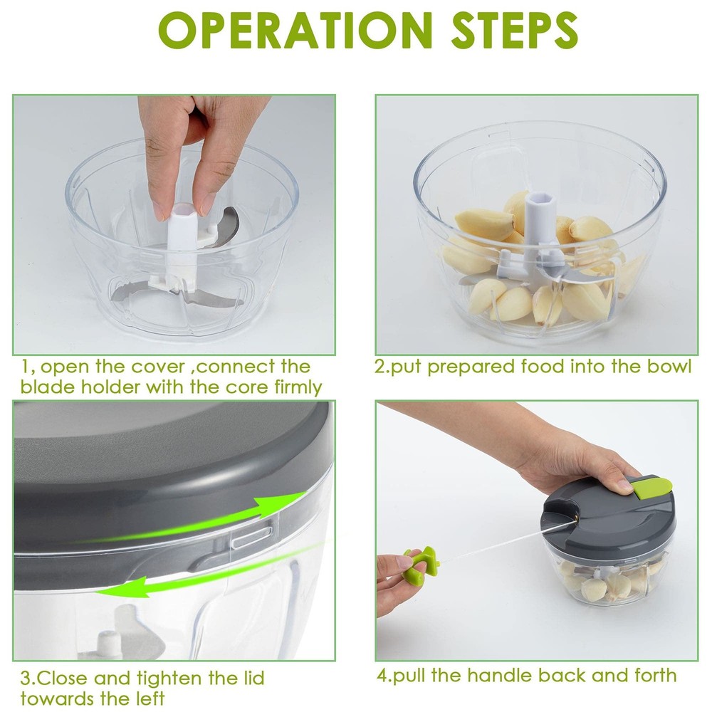 Multi-Function Manual Food Chopper & Processors with Handle and Cover,Vegetab...