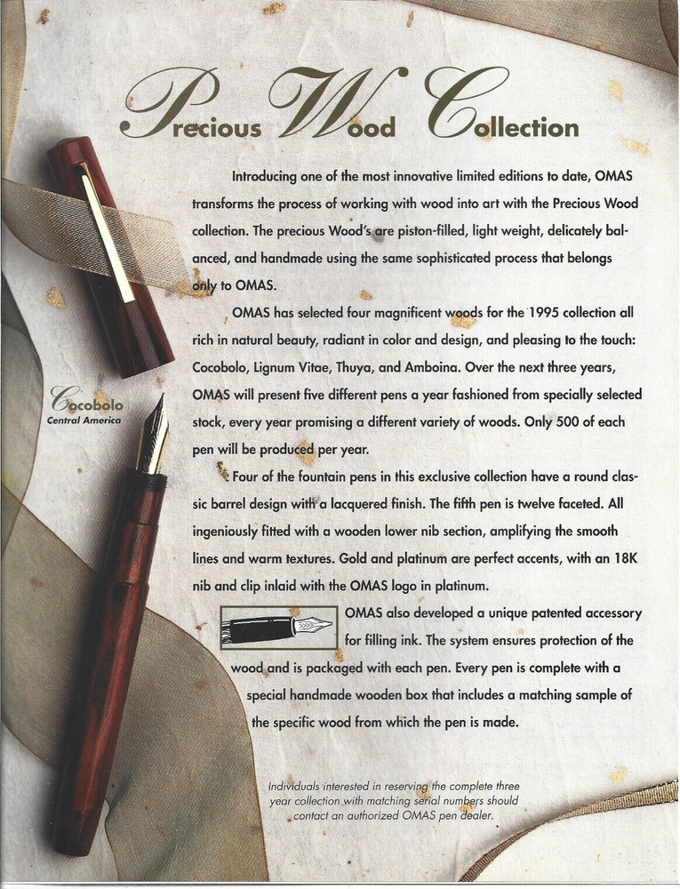 Omas Precious Wood Pen Collection Print Ad