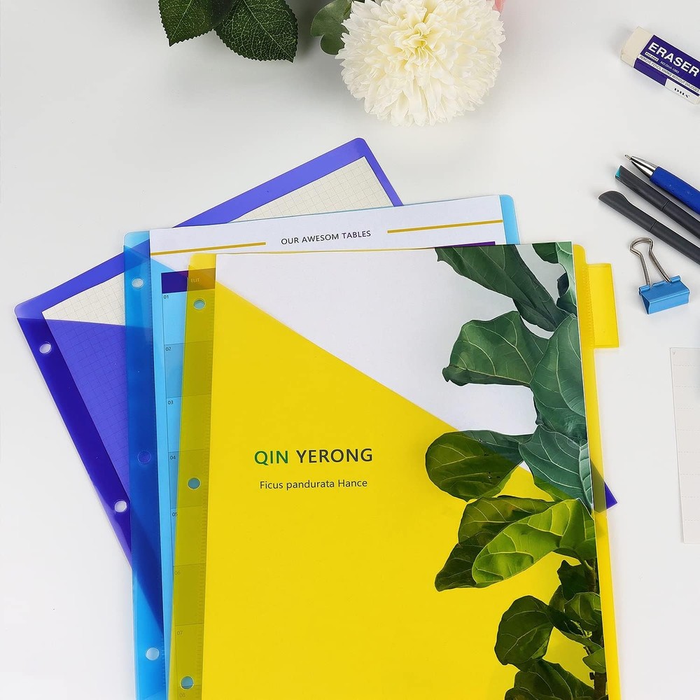 Plastic Binder Dividers with One Front Pocket and Tab Multicolor