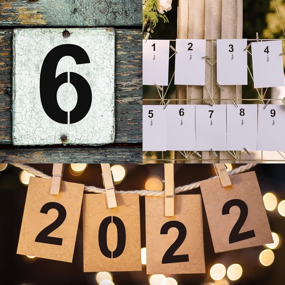 4-Inch Reusable Plastic Number Stencils for Creative DIY Projects