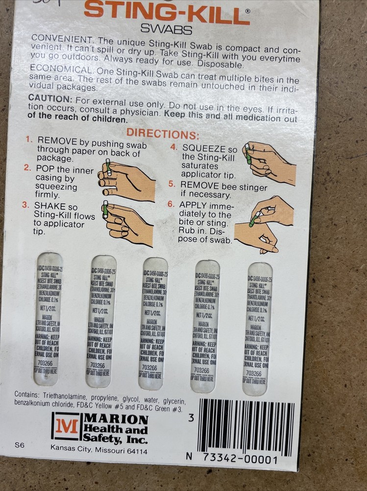 STING KILL DISPOSABLE SWABS, 5 per pack (6 Packs) 30 Total