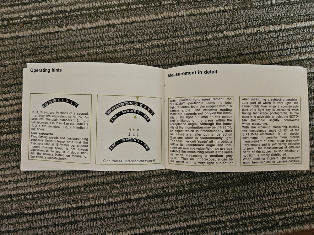 Gossen Sixtomat Electronic Instructions