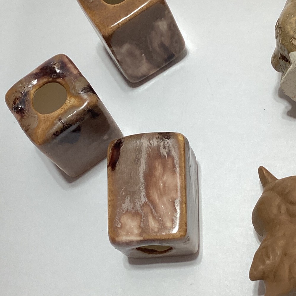 Vintage Macrame Beads Owl Lot Macrame Ceramic Beads