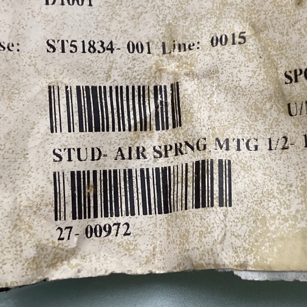 NEW GENUINE PETERBILT 27-00972 AIR SPRING STUD