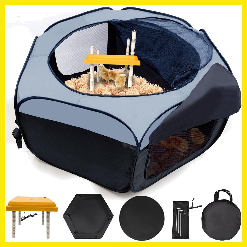 Brooder Box for Chick Starter Kit, Baby Chicken Brooder Pen/Playpen/Tent Pop-...