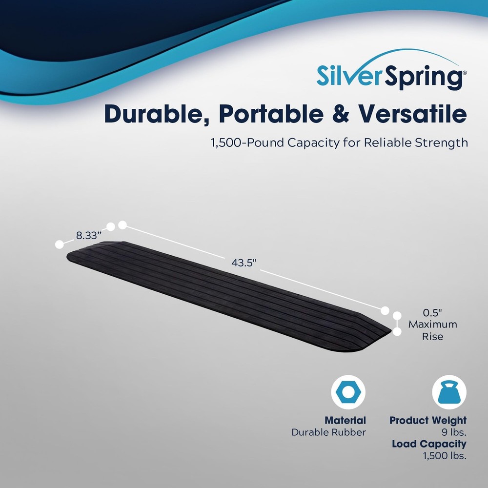 Silver Spring Solid Rubber Threshold Ramp for Wheelchairs, Scooters & More, 0...