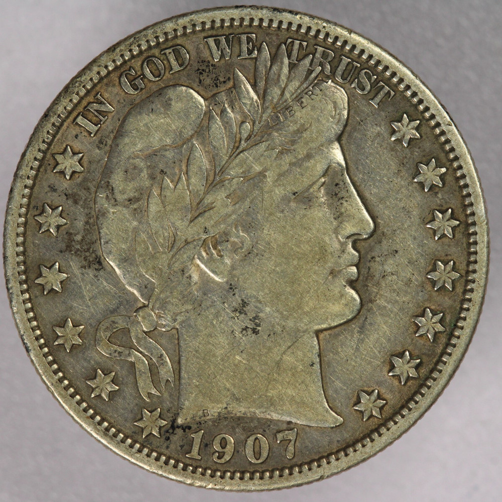 1907 Barber Silver Half Dollar 50C-VF+
