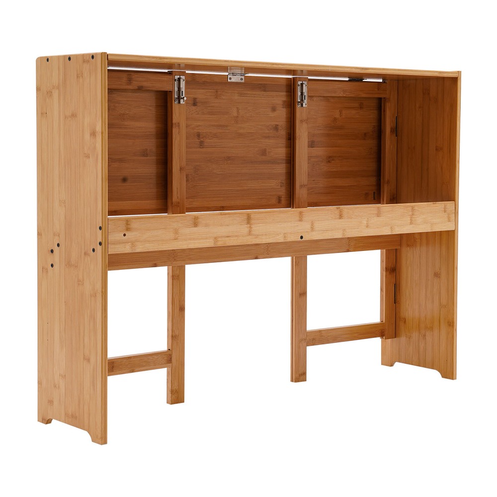 Folding Computer Desk, Modern Writing Table &Storage Shelf Home Office Work Desk