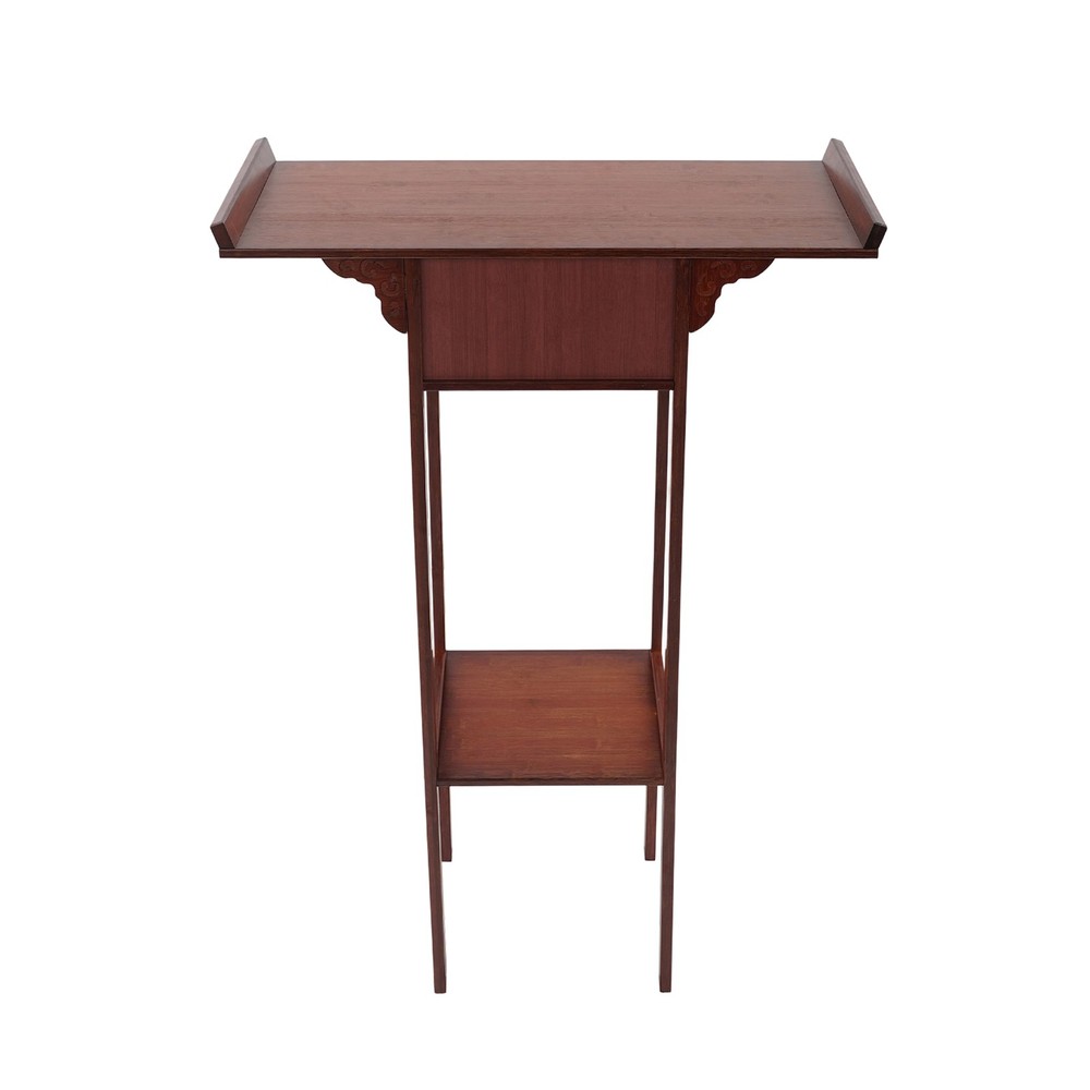 Meditation Altar Table With Pull-out Storage Board And Exquisite Carving