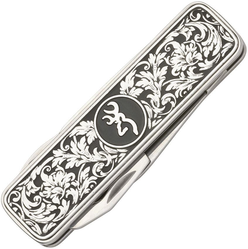 Browning Morgan Folder Pocket Knife Stainless Construction Scroll Handle Artwork