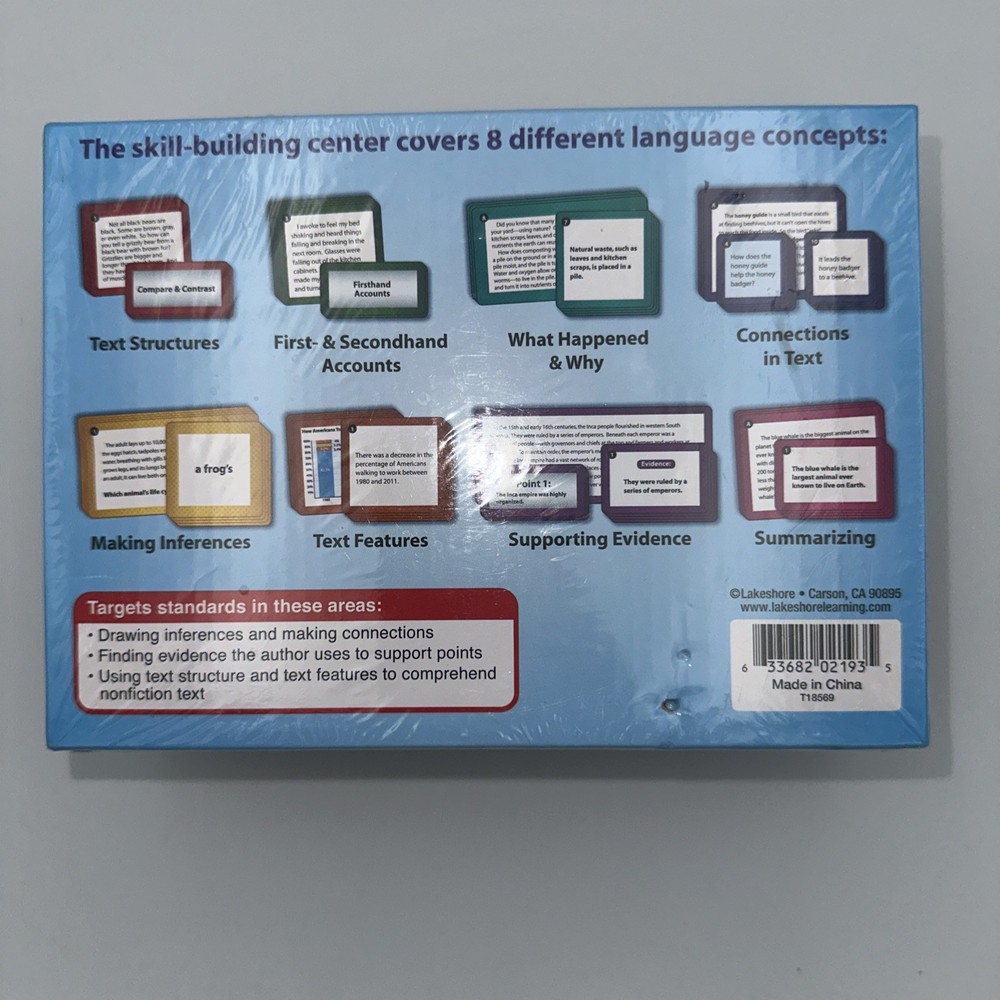 Lakeshore Match & Sort Language Quickies Informational Reading Text Cards