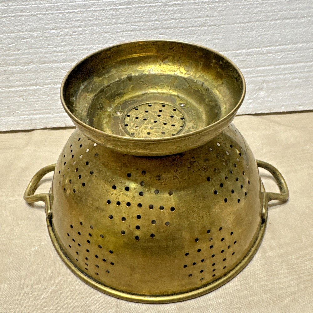 Brass Colander Strainer Silver Inside - Doupo Korea 9 1/4” (C9)