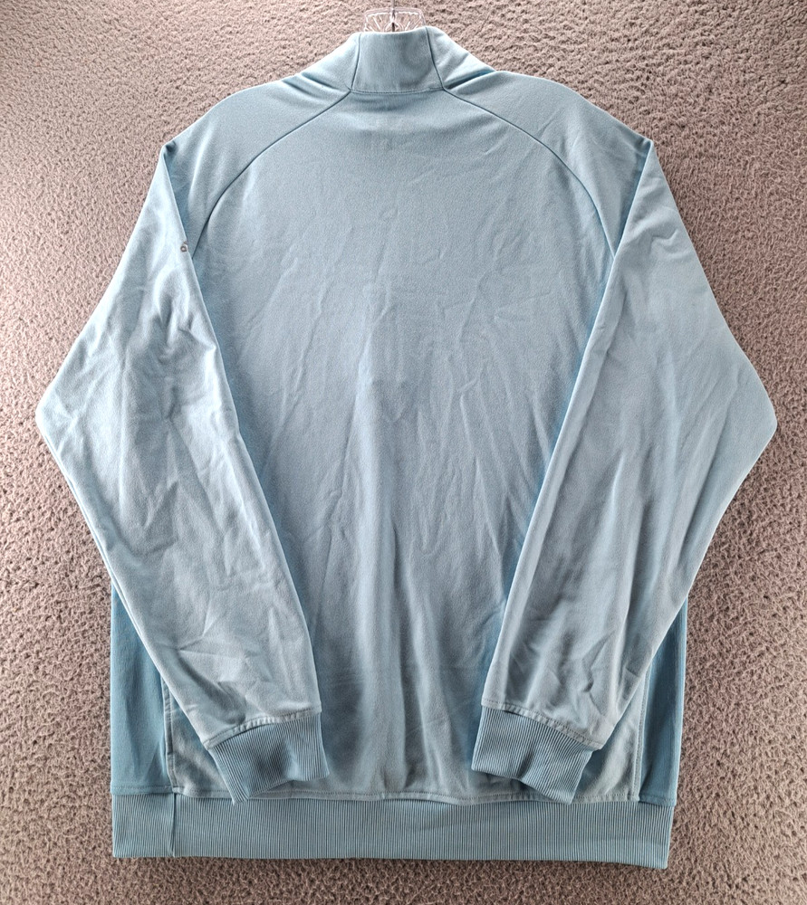 Adidas 1/2 Zip Pullover Golf Jacket Mens Medium Blue Three Stripe Performance