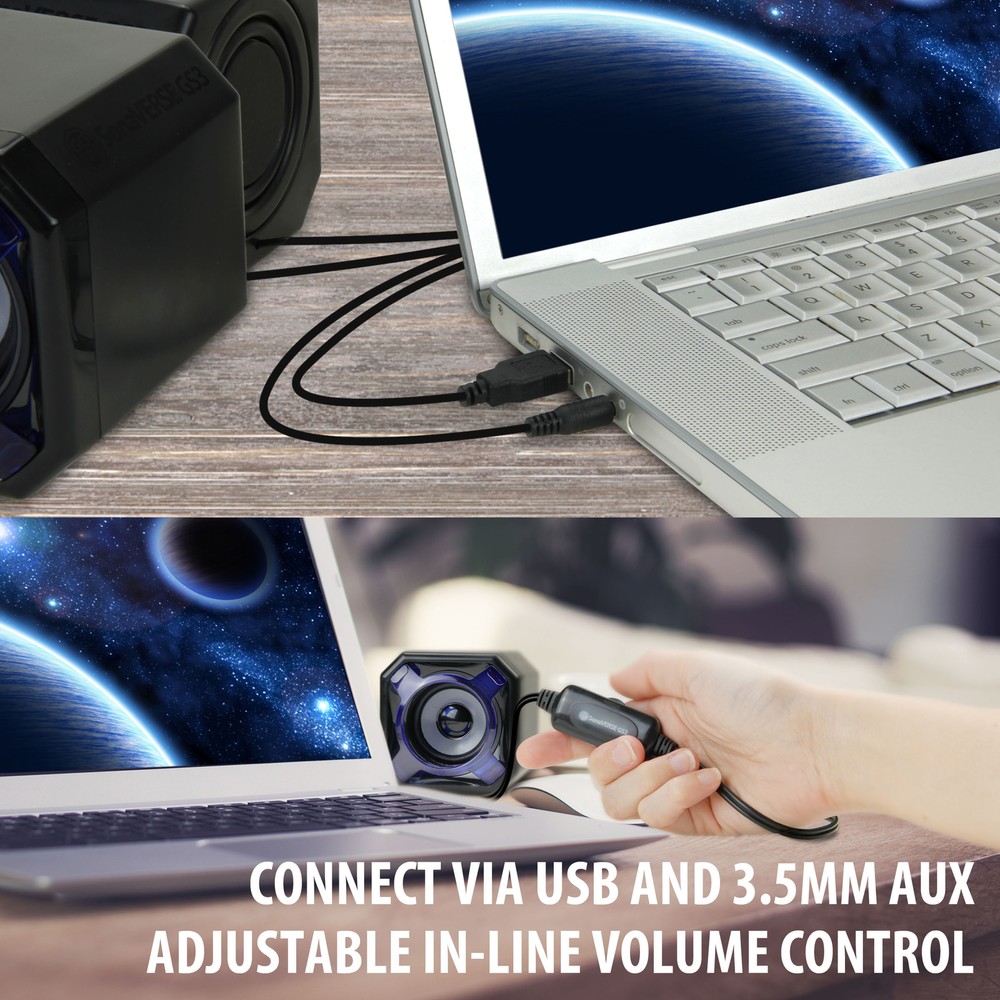 USB Computer Gaming Speakers with Interchangeable Grills & Powerful 5W Drivers