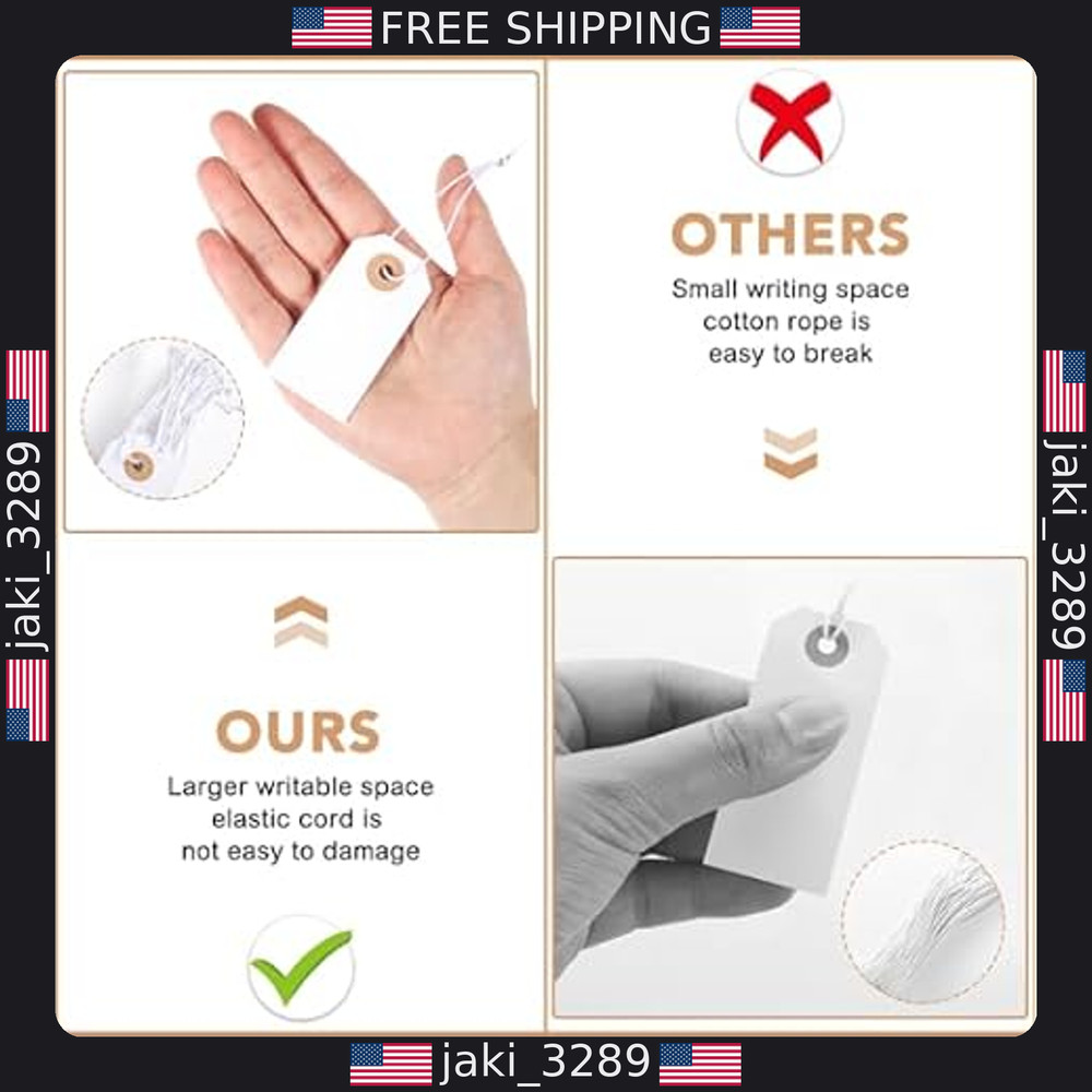 100 Pack Writable Gift Tags with Elastic String - Perfect for Valentine's Day