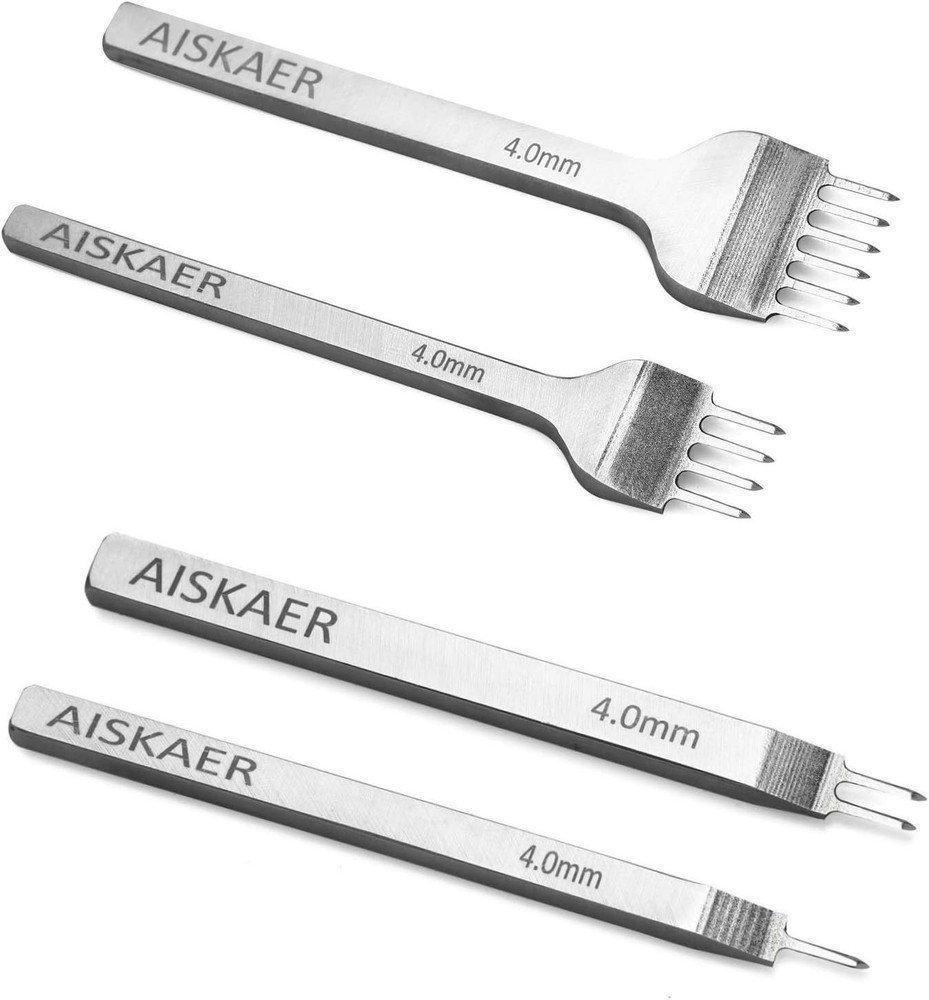 Leather Stitching Punch Set, Diamond Chisel Tools, 4mm White Steel 1/2/4/6 Pr...