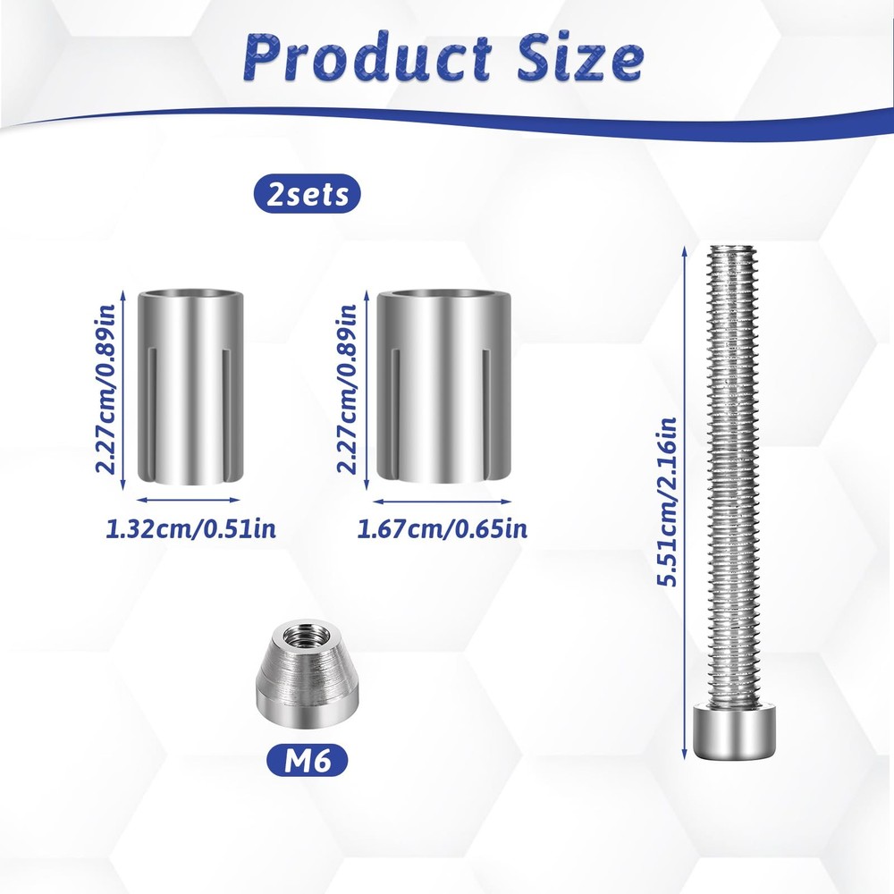 2 Pack Motorcycle Bar Ends Mounting Screw Set Universal 13mm-24mm silver