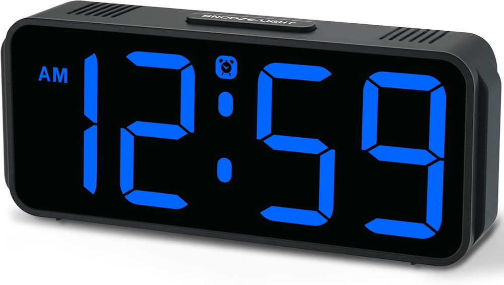 Small Digital Alarm Clock Plug in for Bedrooms Bedside, Tiny Electric Clock L...