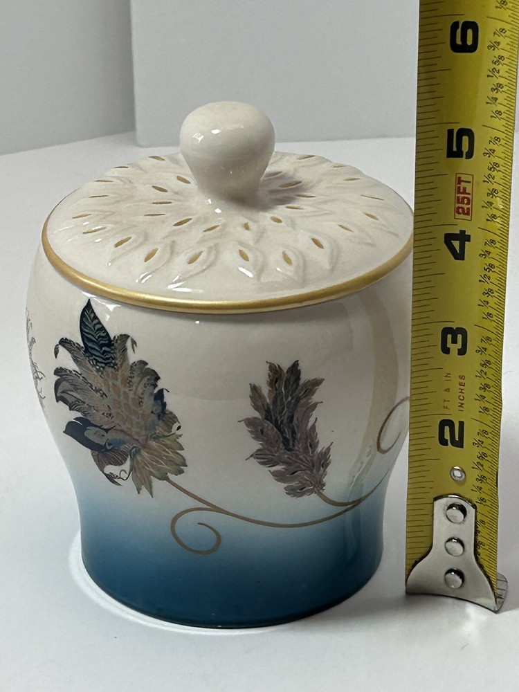 Feathered Flowers Sugar Jar With Cover