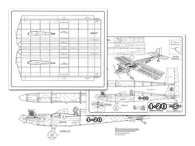 Ace 4-20 48" WS RC Model Airplane Full Size Printed Plans & Templates