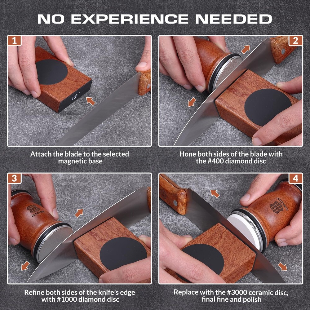 Rolling Sharpener Kit, Kitchen Sharpener with Replaceable Discs Diamond & Cer...