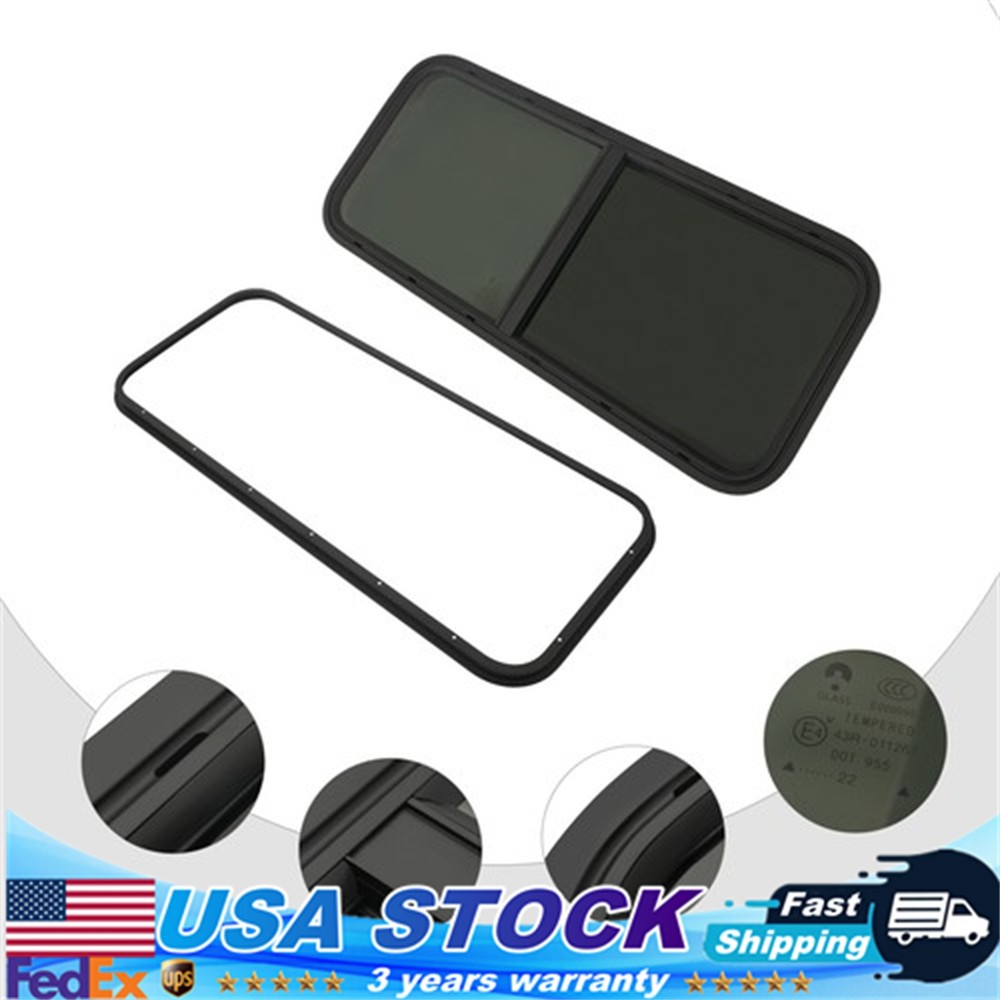 RV Exit Window 42" W x 22" H Optional Trim RV Window Replacement Camper Black!