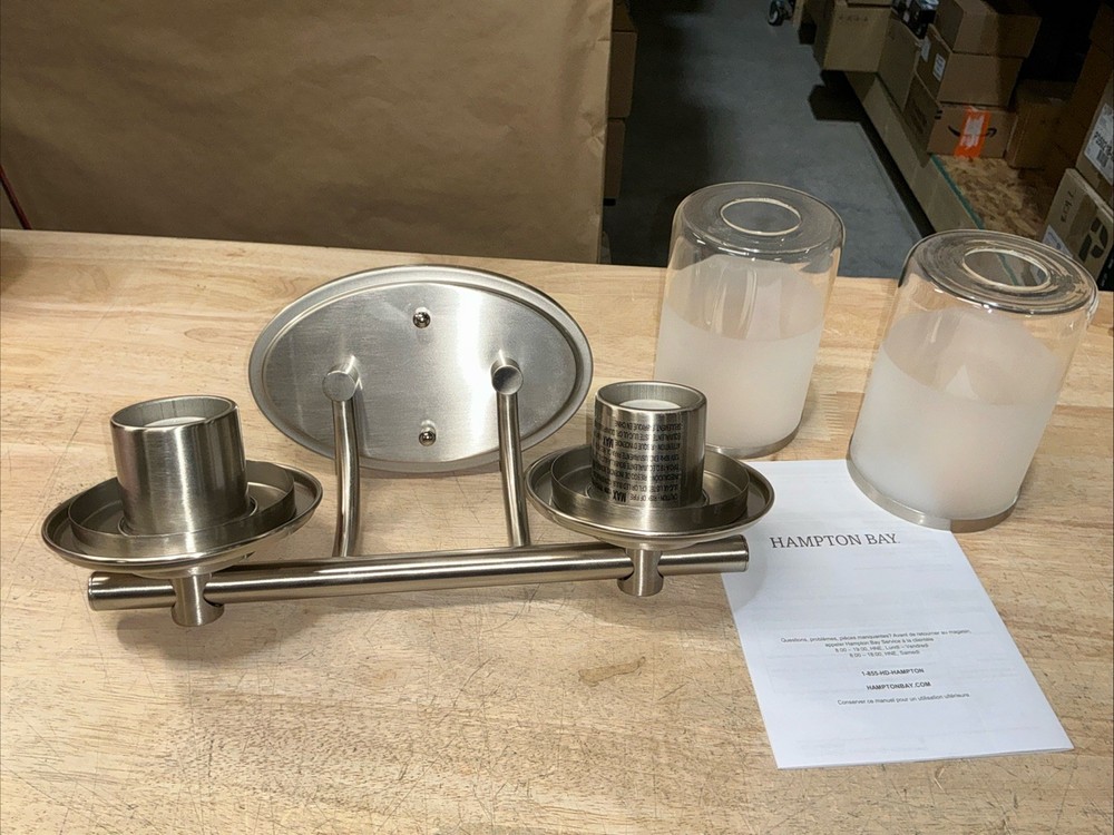 Hampton Bay Truitt 2-Light Brushed Nickel Vanity Light
