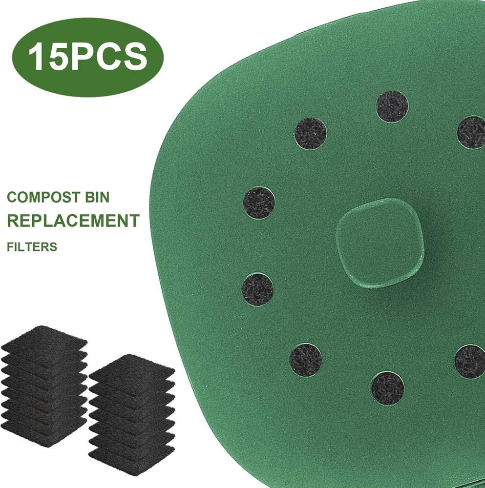 Kitchen Compost Bin Charcoal Filter Ceramic Pail Activated Carbon, 15 Pieces Set