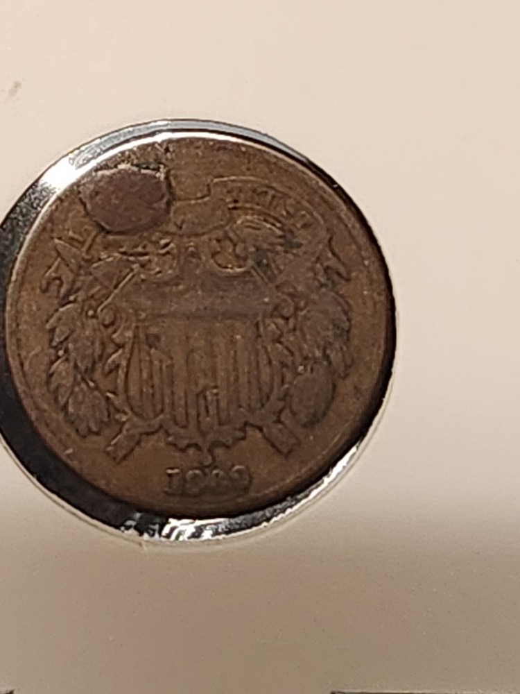 1869 Post Civil War Usa 2 Cent Piece Possible Error