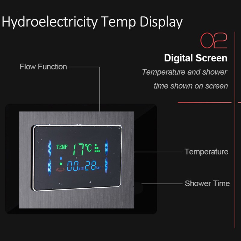 LED Shower Panel Tower System Rainfall Waterfall Massage Body Spa Column Faucet