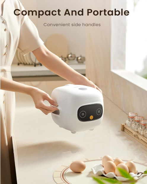 COMFEE' Mini Rice Cooker, 4 Cups, 6 Functions, Non-Stick, 24H Timer, Portable
