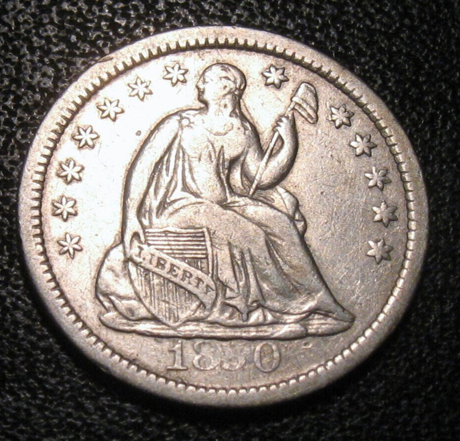OLD US COINS SILVER 1850  WEAK 5 HALF DIME