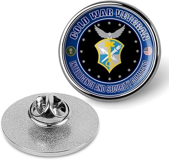 Cold War Veteran Intelligence and Security Command Tie Shirt Lapel Pin - Silver