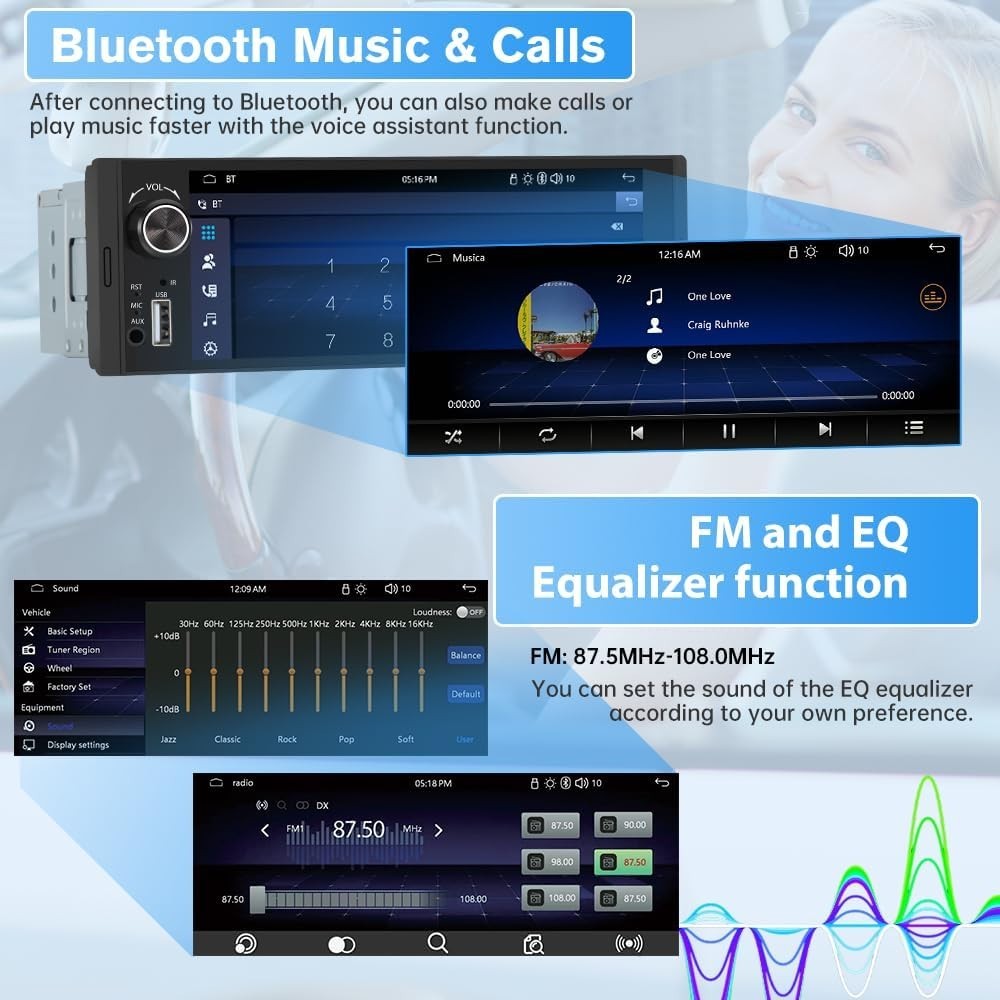 CarPlay & Android Auto Single Din Car Stereo