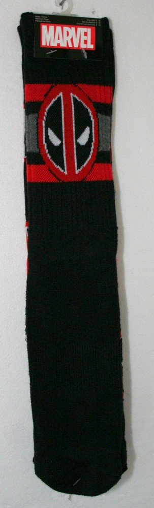 2 Pair Deadpool Logo New Tags Thick Socks Marvel Comics Fits 6-12 shoe