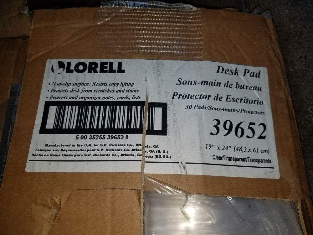 LOT(5)Lorell Rectangular Crystal-clear Desk Pad 24" Width x 19" Depth -LLR39652