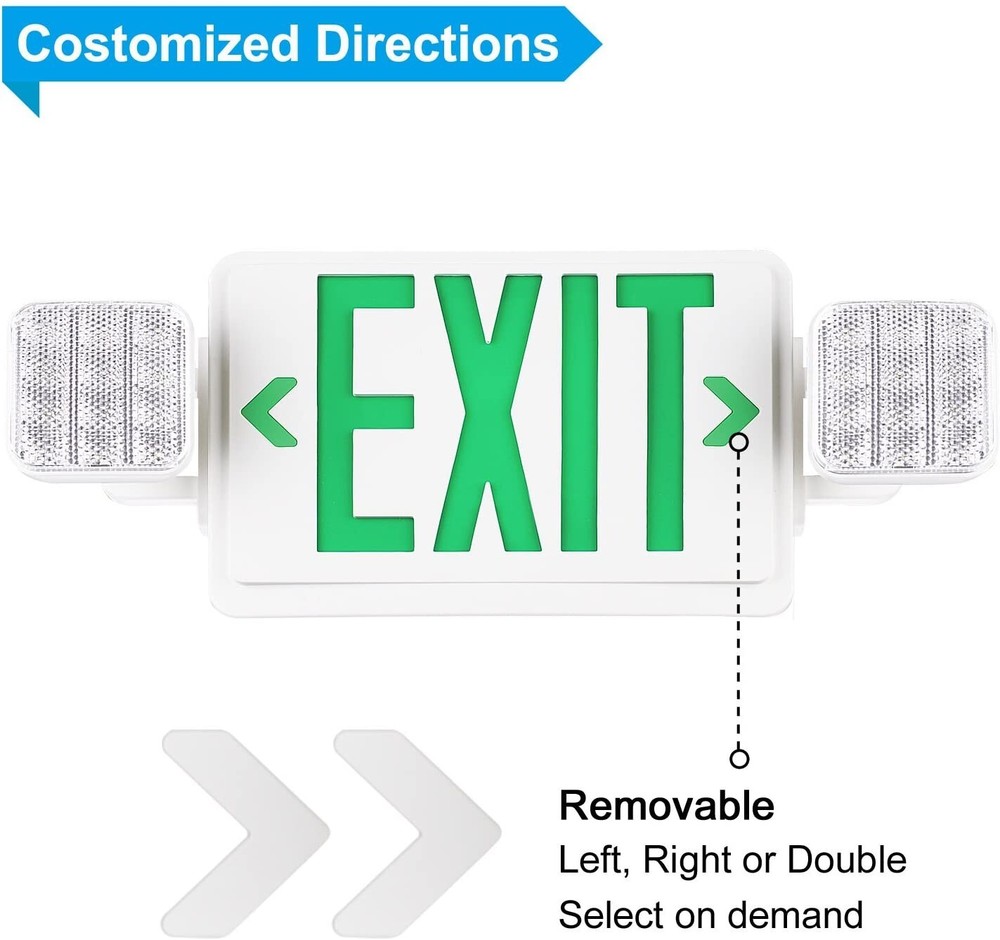 UL Listed Led 8 Packs Led Green Exit Sign with Battery Backup Combo Exit Light.