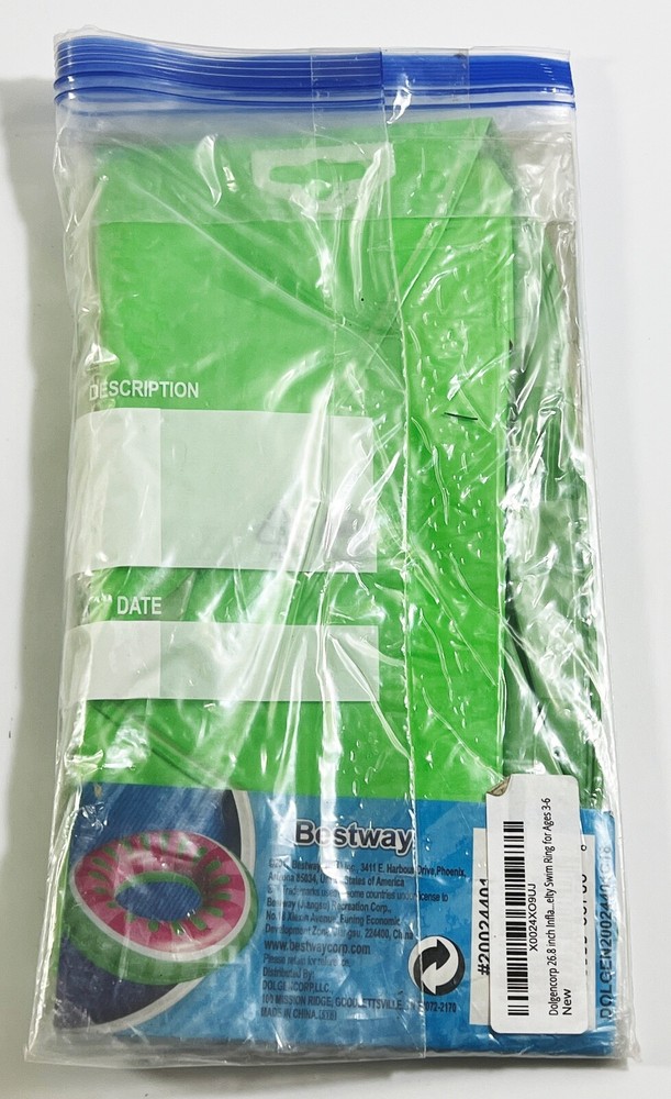 H2O Go! Novelty Watermelon Slice Ring Pool Float Floaty 27” New!