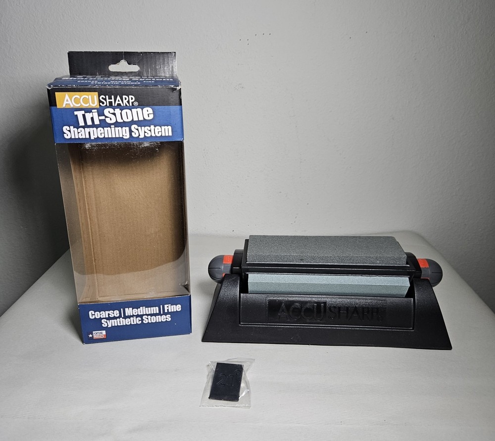 Accu Sharp Tri Stone Sharpening System Coarse Medium Fine Synthetic Stones