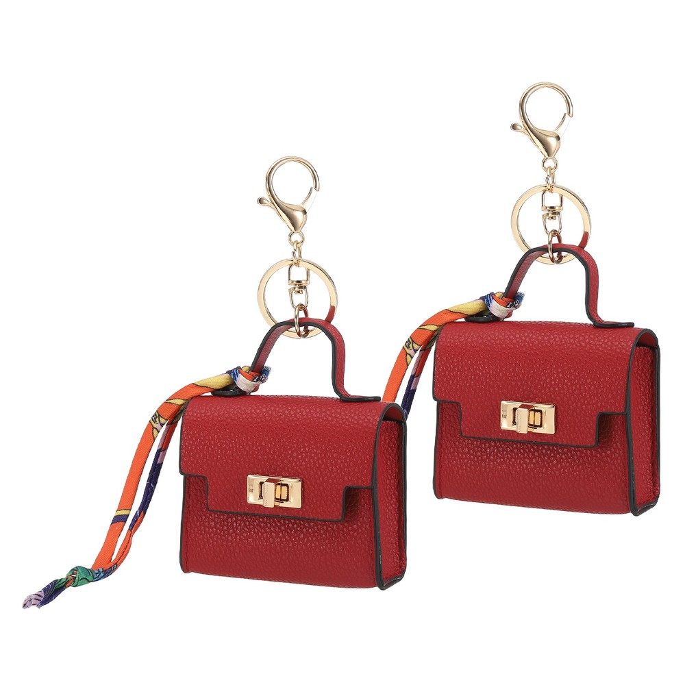 2 Pcs Mini Backpack Keychain Pouch, Red