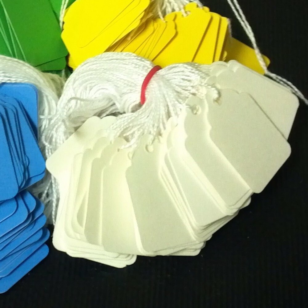 1000 pre-strung tags, White string tags price tags, merchandise pricing