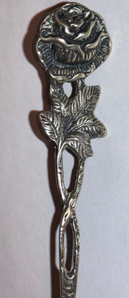 Antique Germany 800 Silver Open Work Rose Sugar Spoon Shovel