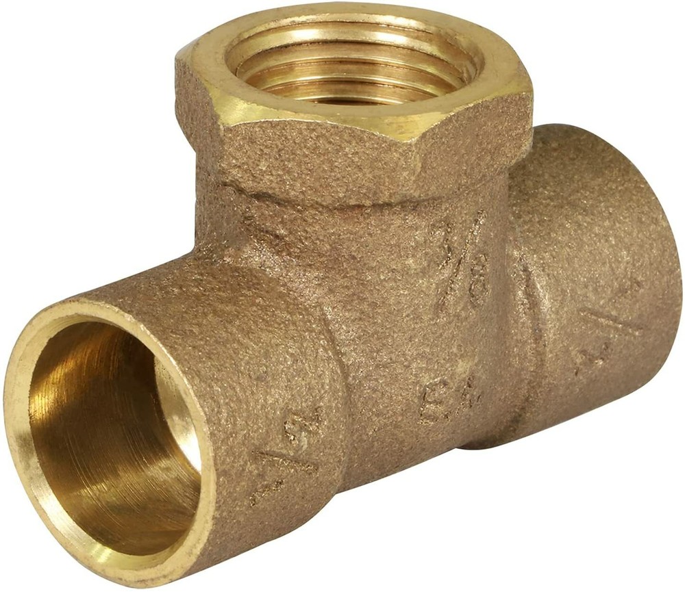 2"x2"x1"in Cast Brass Reducing Tee Fitting Female Thread Solder Cups C x C x F